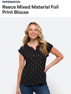 Papermoon Black Blouse with Gold Foil Dots